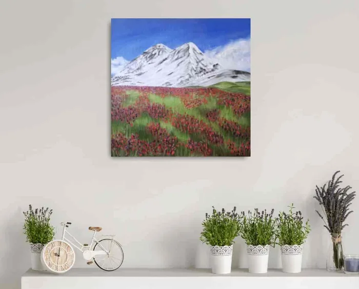 Pohled na hory - obraz na plátně, 40×40 cm