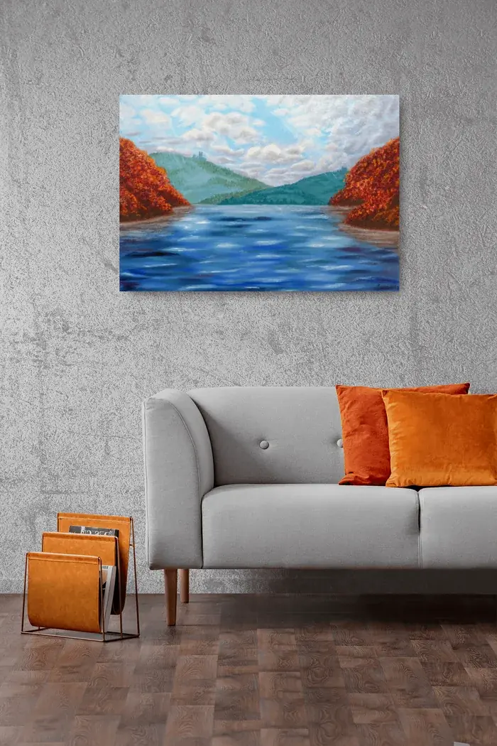 Autumn romance - original oil painting, 70x50 cm