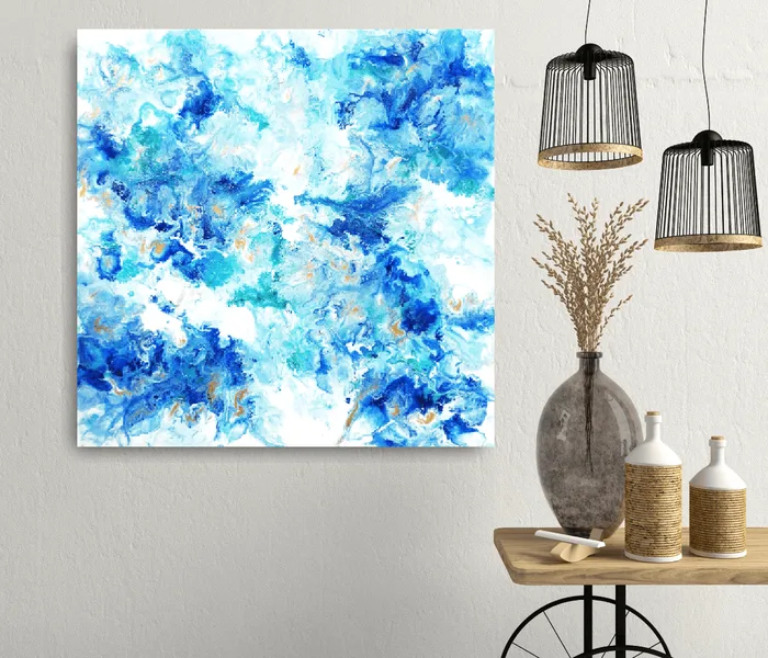 Blue and gold - original abstract painting