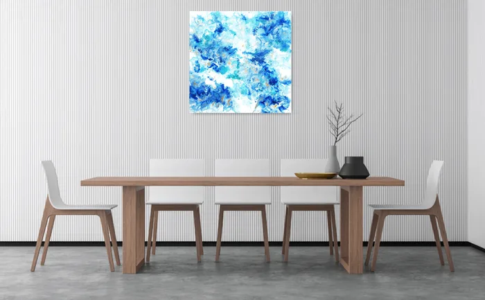 Blue and gold - original abstract painting