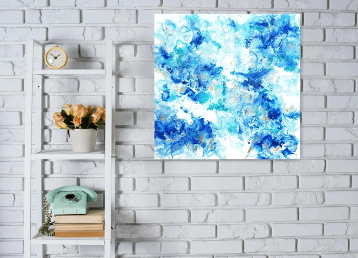 Blue and gold - original abstract painting