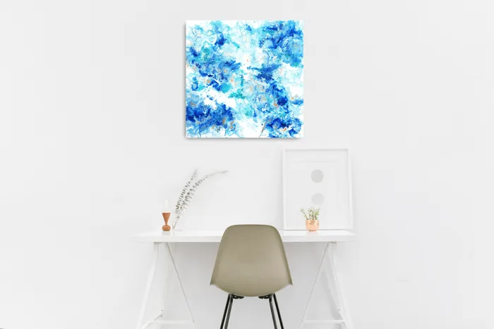 Blue and gold - original abstract painting