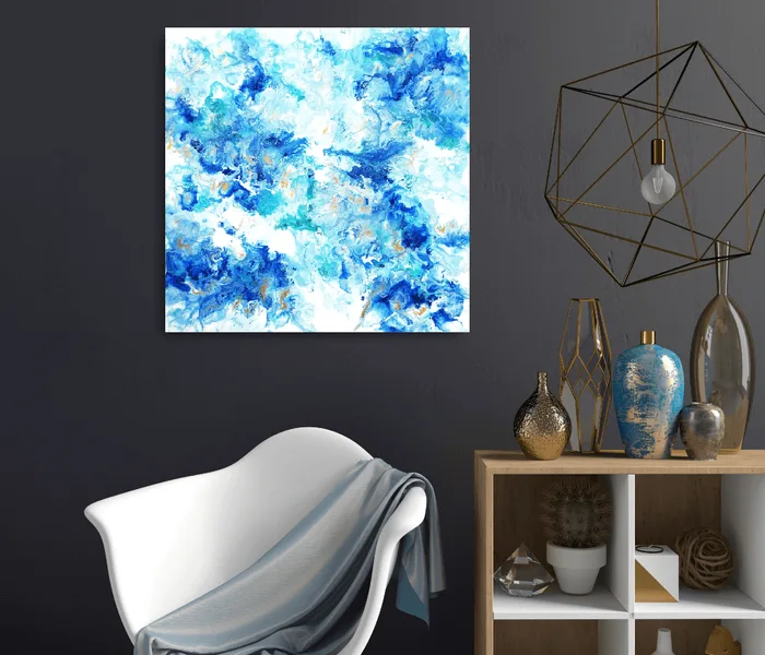 Blue and gold - original abstract painting