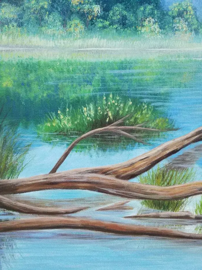 Křišťálově čisté jezero - originální obraz krajiny