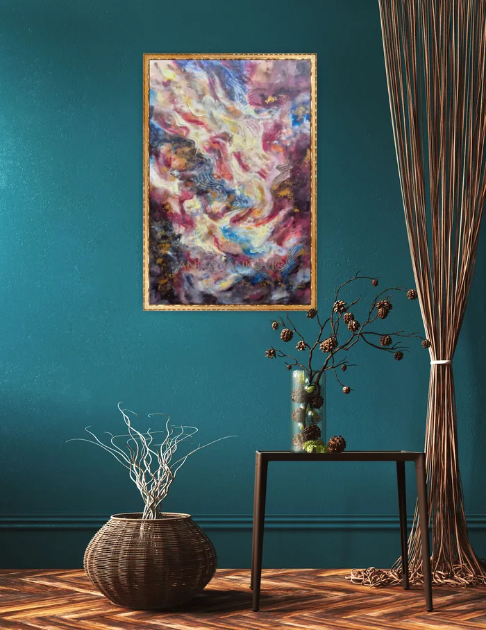 Don’t rush the magic – blue and gold abstract artwork