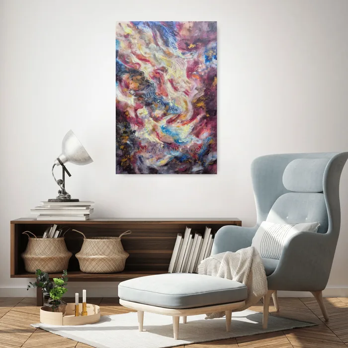 Don’t rush the magic – blue and gold abstract artwork