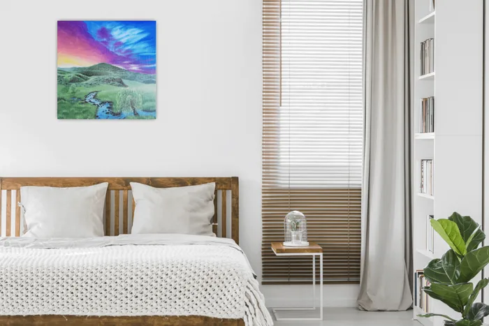 sunset landscape painting bedroom wall art