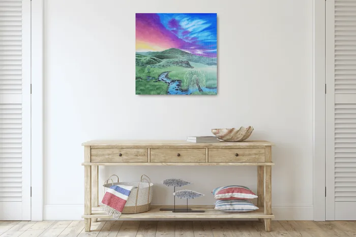 landscape sunset artwork on canvas