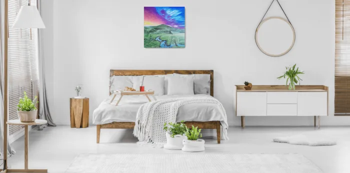 bedroom wall artwork sunset sky