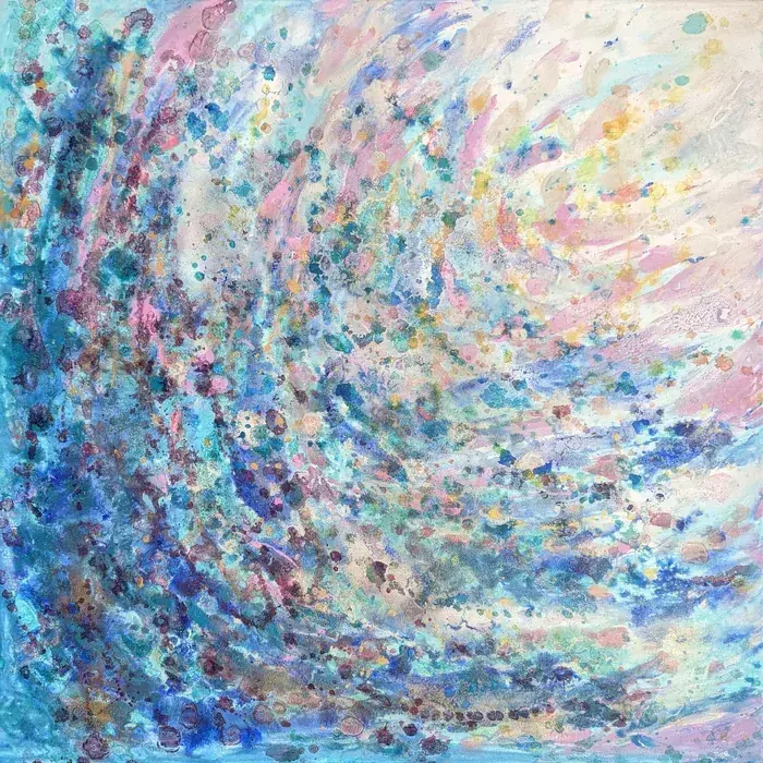 abstract teal modern artwork