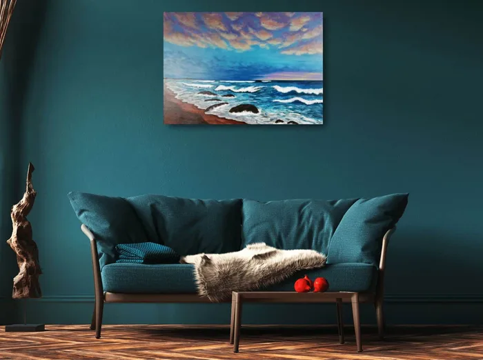 Original sea artwork, seascape oil painting on canvas.