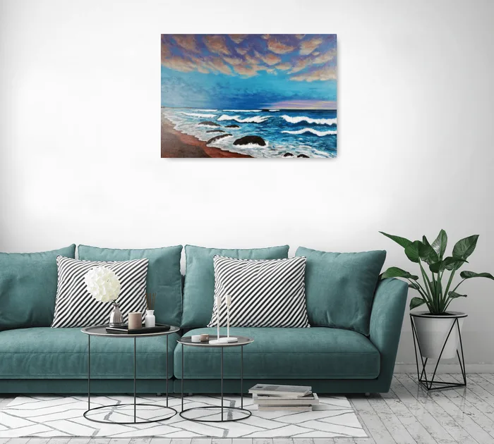Original sea artwork, seascape oil painting on canvas.