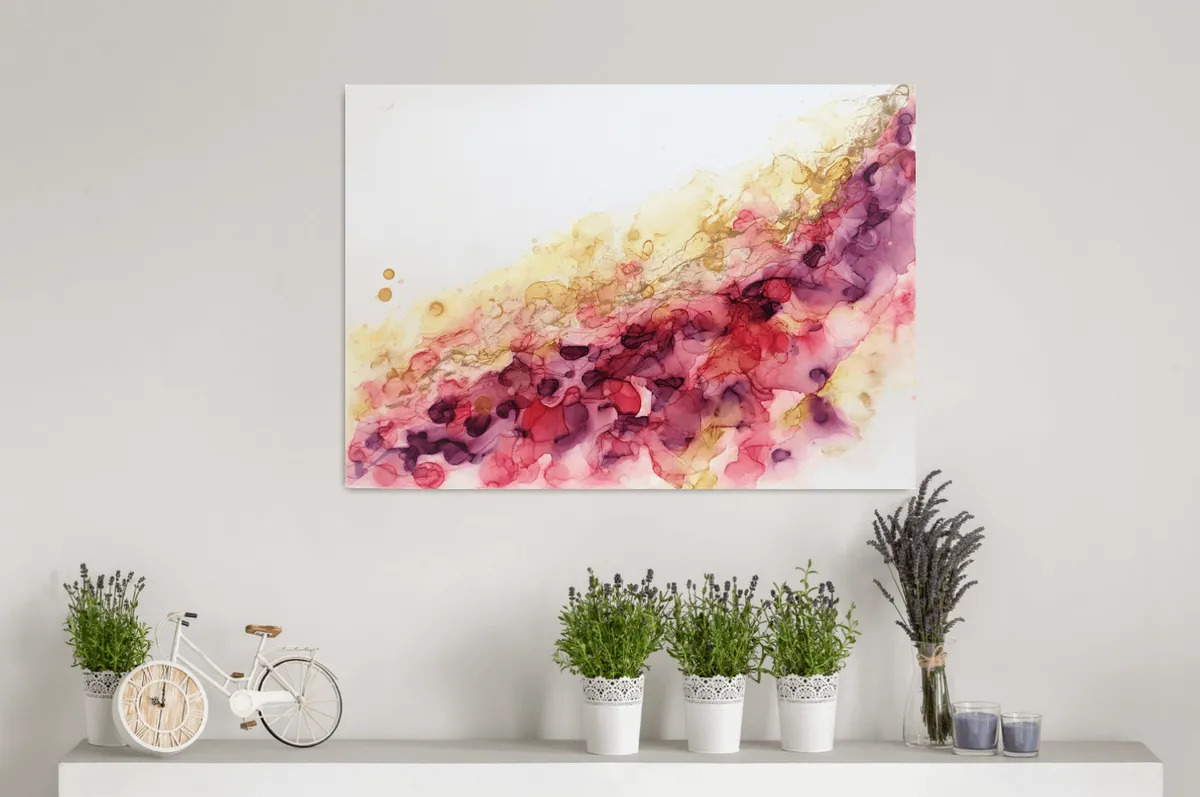 Original ink painting – Gold in red