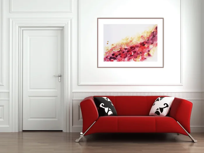 Original ink painting – Gold in red