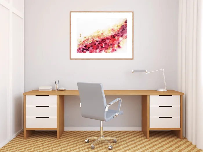 Original ink painting – Gold in red