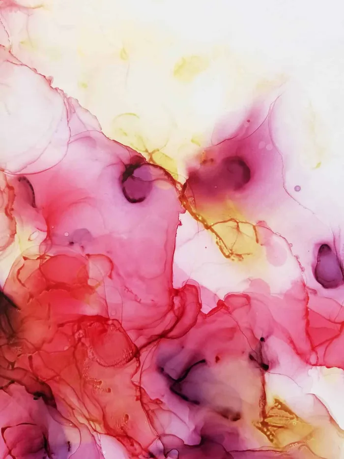 Original ink painting – Gold in red