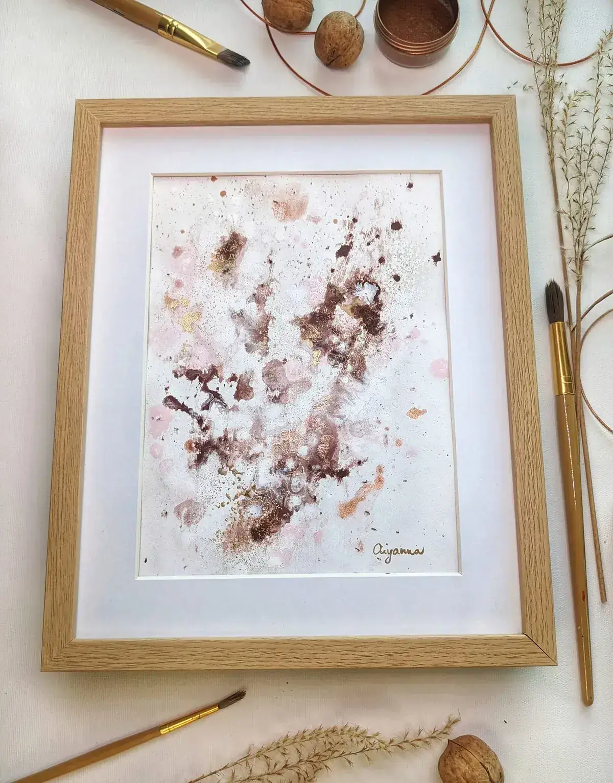 Gold in your eyes – abstract painting on paper