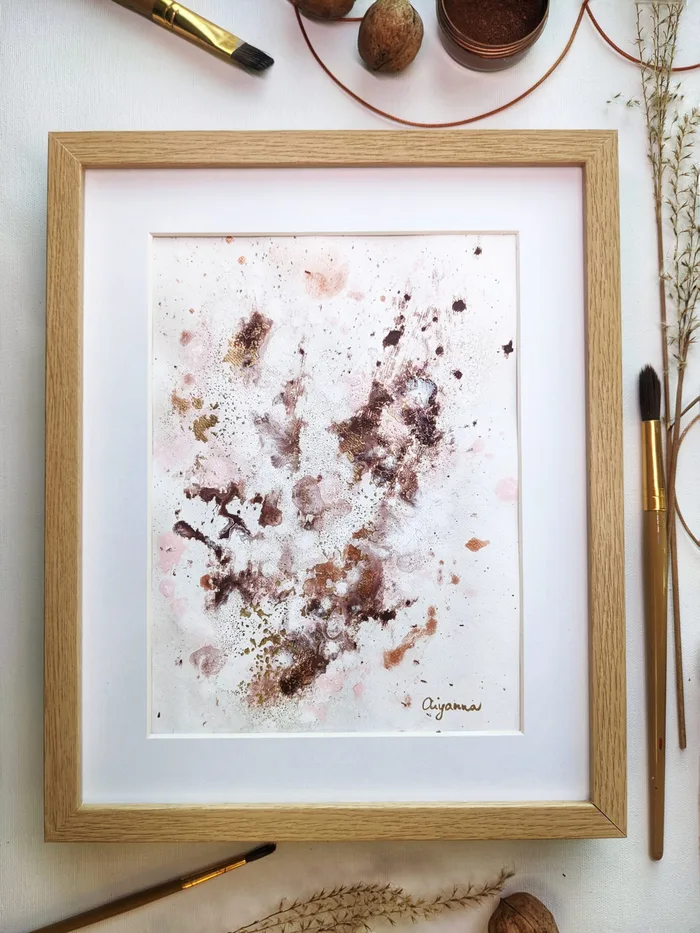 Gold in your eyes - abstract painting on paper