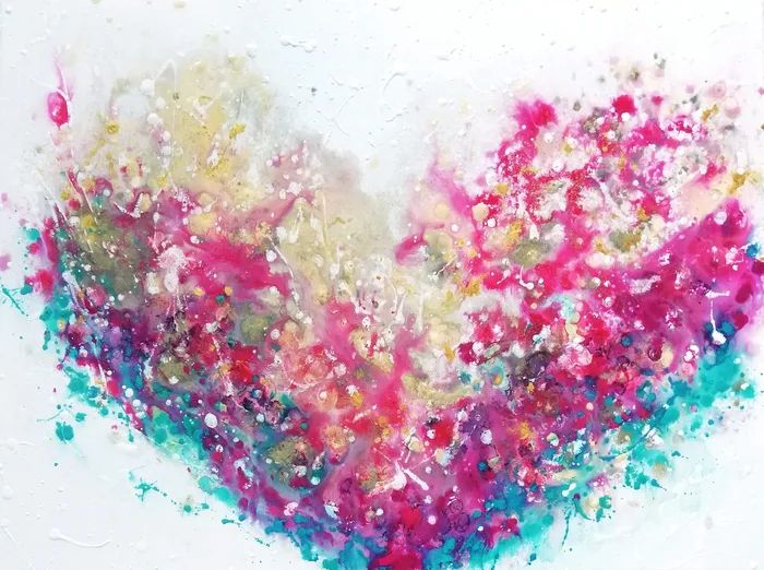abstract heart painting on canvas