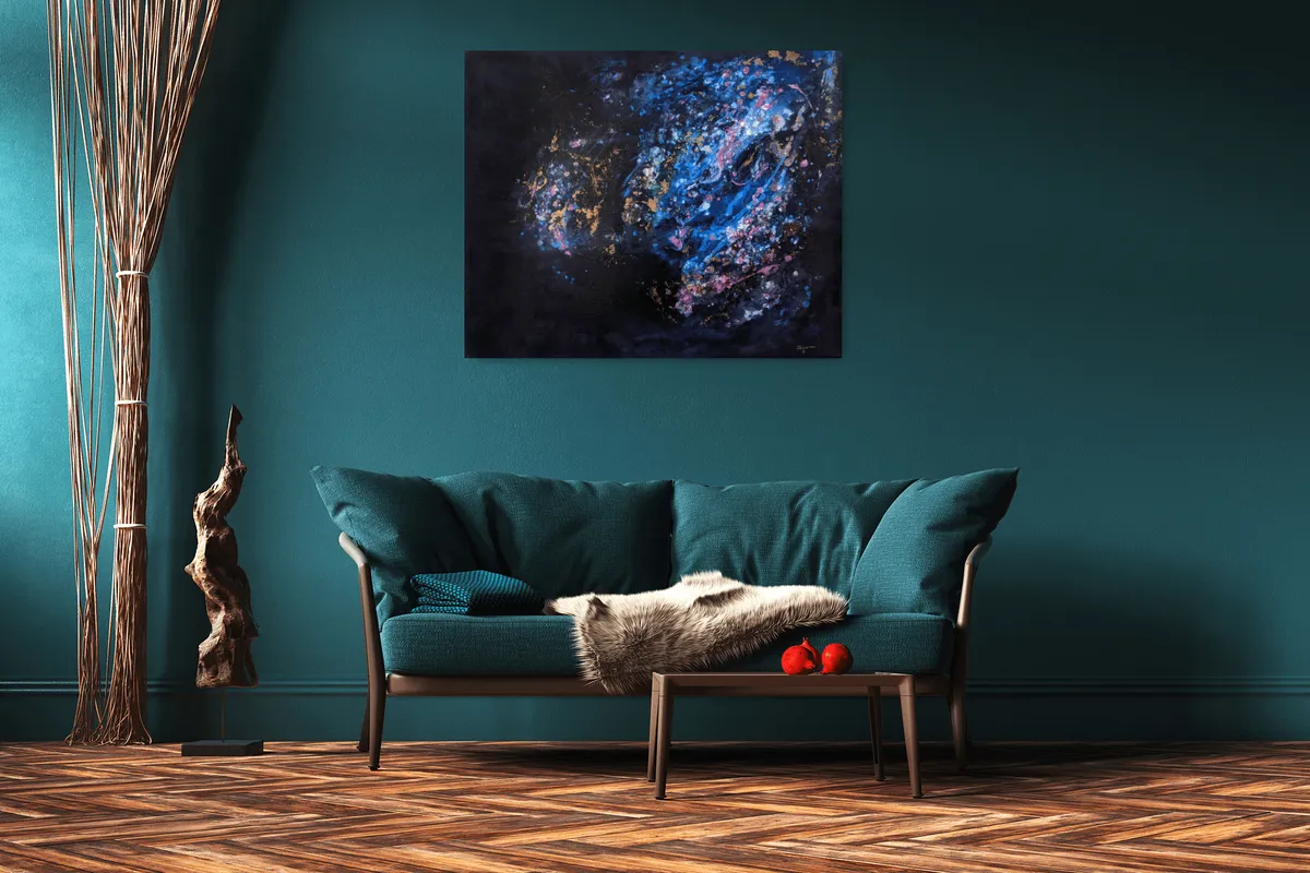 In the stars – modern mixed media abstract artwork, 100x80cm
