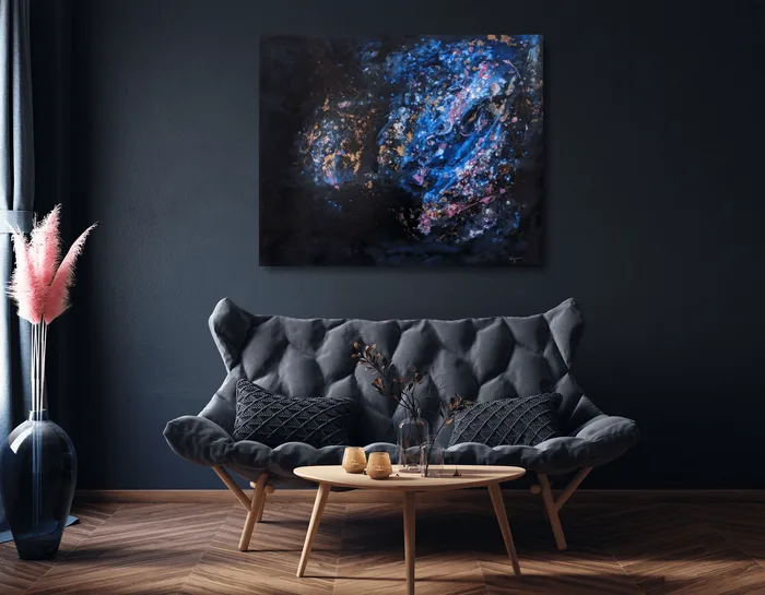 In the stars - modern mixed media abstract artwork, 100x80cm