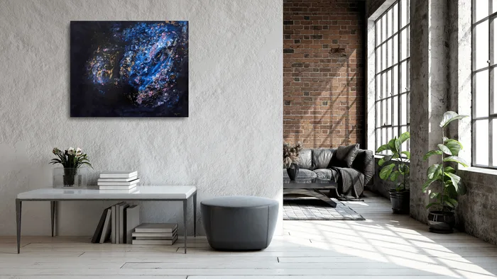 In the stars - modern mixed media abstract artwork, 100x80cm
