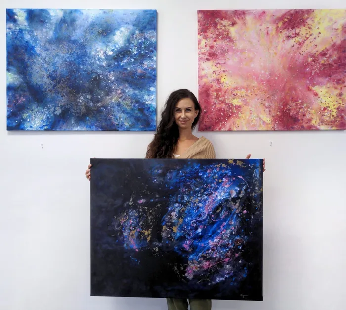 In the stars - modern mixed media abstract artwork, 100x80cm