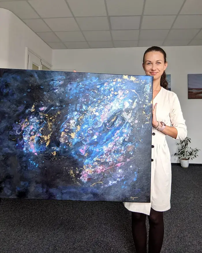 In the stars - modern mixed media abstract artwork, 100x80cm