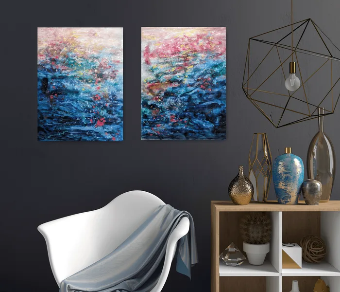 Radost ze světla - sada 2 abstraktních obrazů, 2x 45x60cm