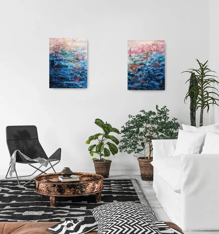 Radost ze světla - sada 2 abstraktních obrazů, 2x 45x60cm