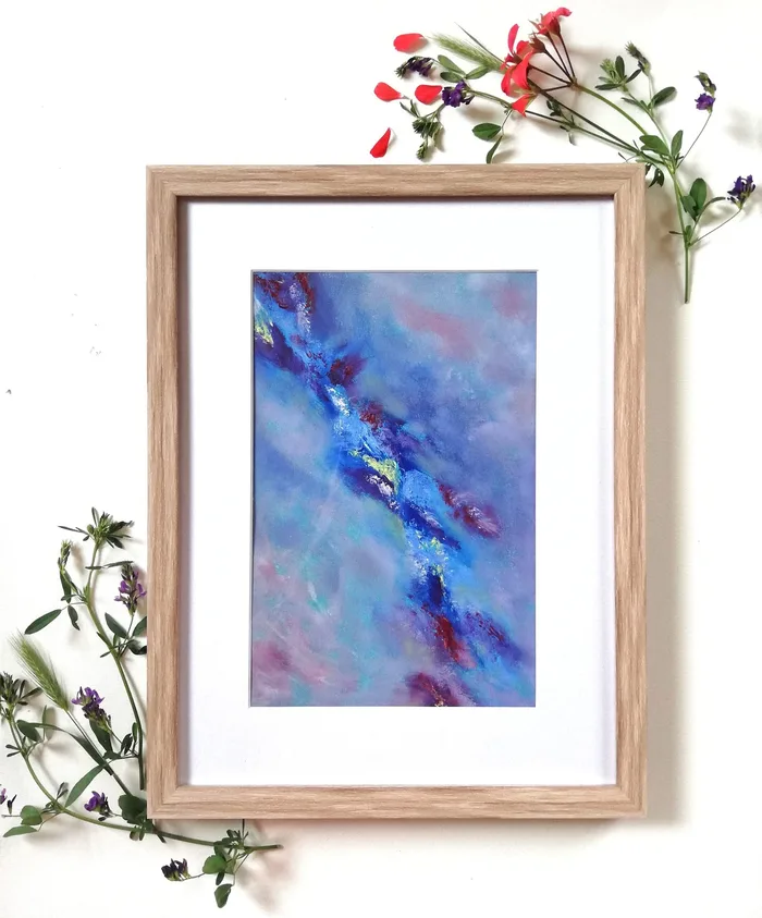 let it flow abstract painting framed