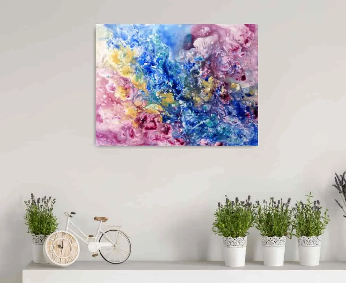 Life inside us – colorful painting on paper, 46×32 cm