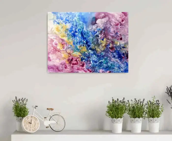 Life inside us – colorful painting on paper, 46×32 cm
