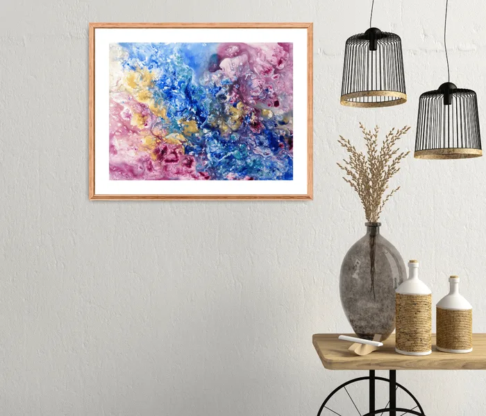 Life inside us – colorful painting on paper, 46×32 cm