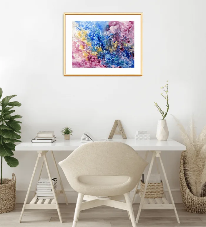 Life inside us – colorful painting on paper, 46×32 cm