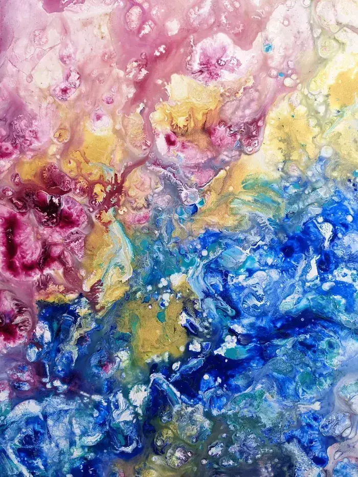Life inside us – colorful painting on paper, 46×32 cm