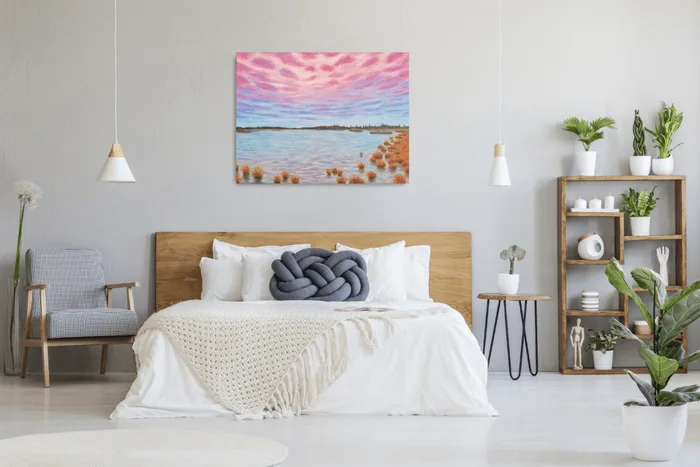 modern landscape painting bedroom