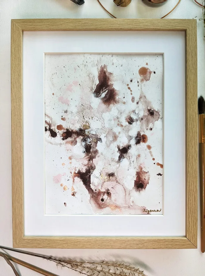 handpainted abstract artwork in wooden frame