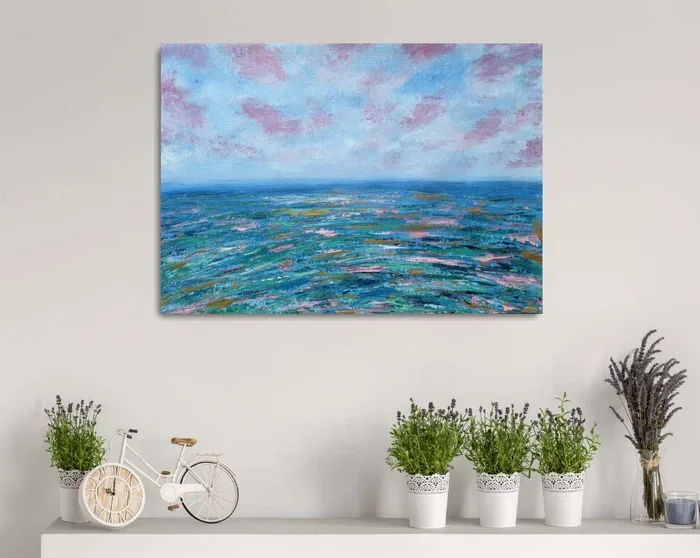 On a wave of hope – sunset oil painting