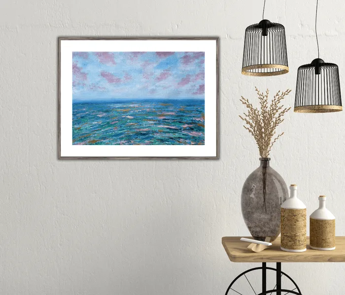 hand painted sea painting on canvas