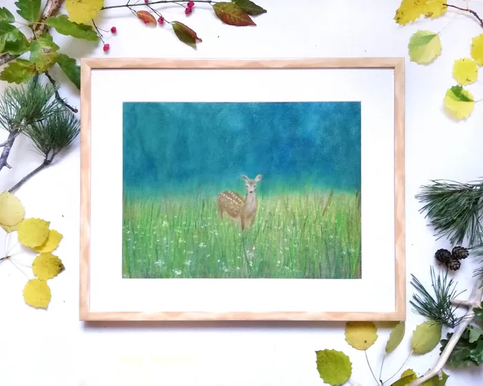 Original doe painting – Doe in the meadow