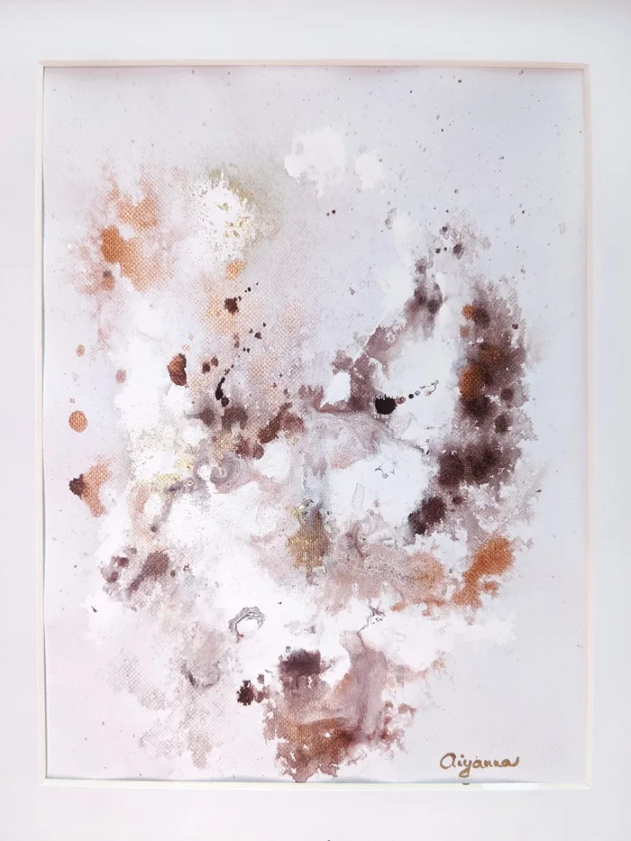 hand painted abstract artwork on paper, modern mixed media art