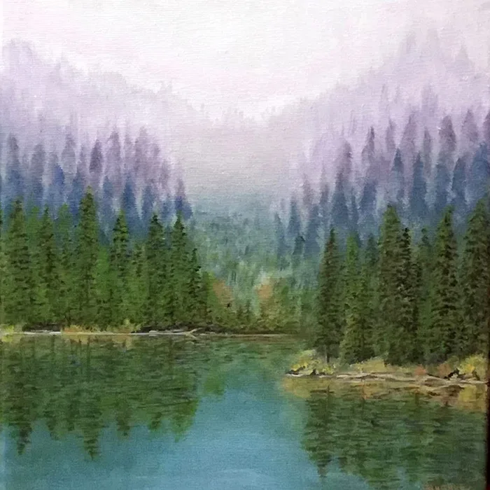 Reflections in the lake – lake painting on canvas