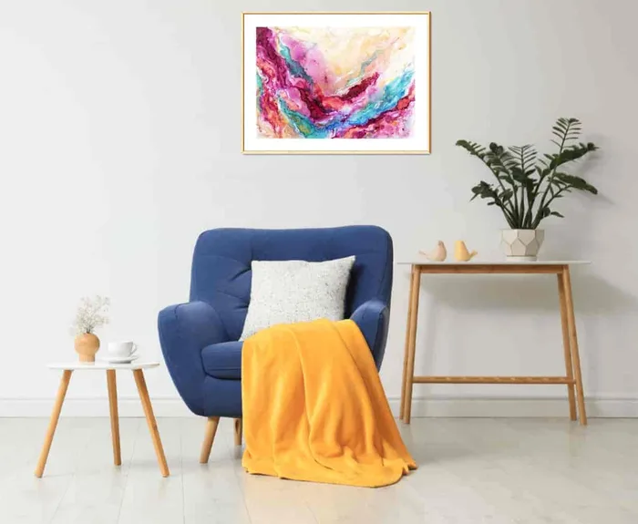 abstract alcohol ink painting artwork on paper