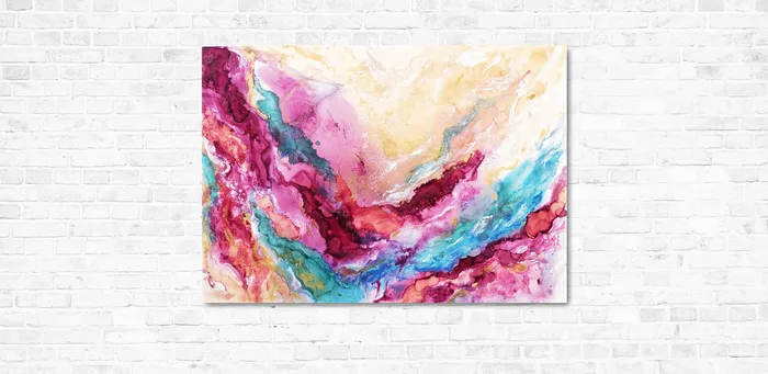 abstract alcohol ink painting artwork on paper