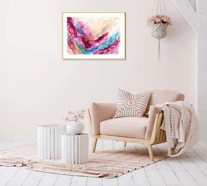 Romantic fantasy - abstract painting on paper