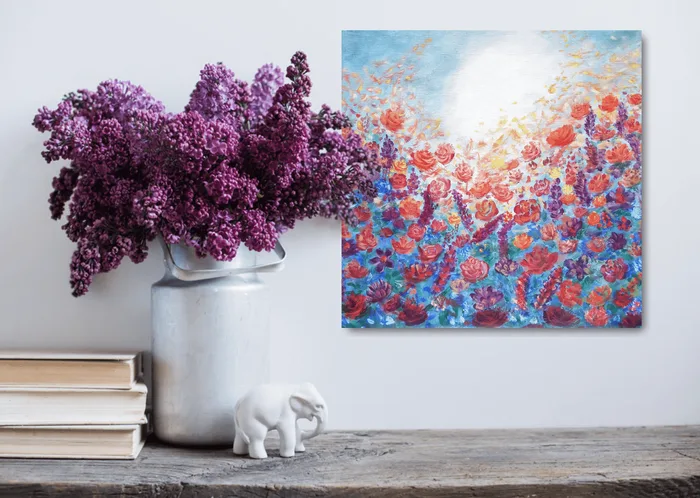 romantic floral painting on canvas