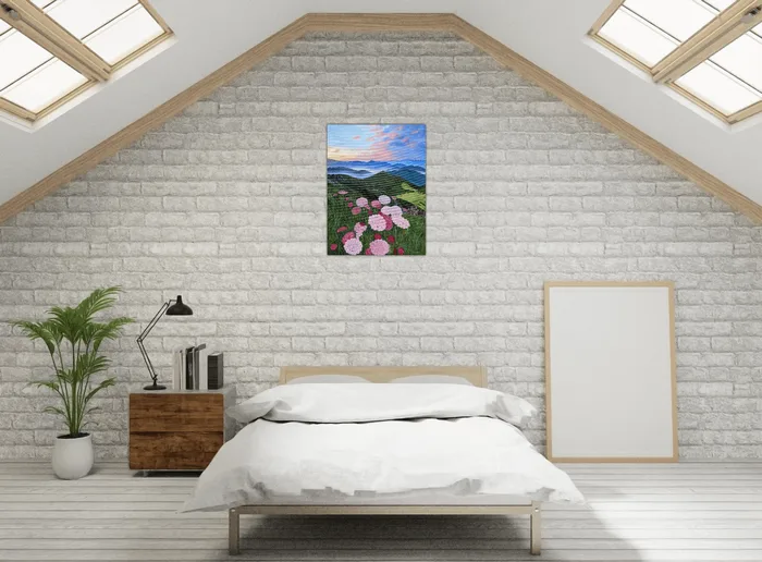 original painting landscape art slovak mountains
