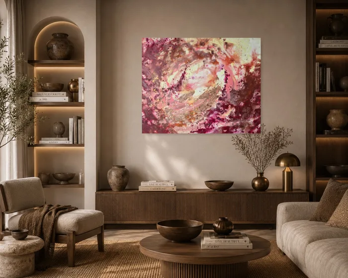 Soft womb – abstract painting on canvas, 100x80cm