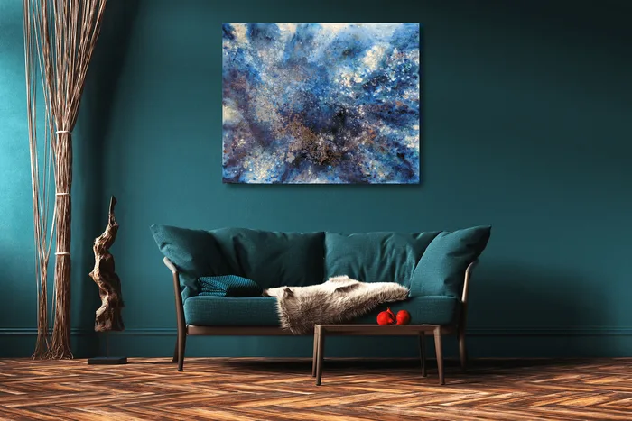 Někde ve vesmíru - moderní obraz kombinovaná technika, 100x80cm